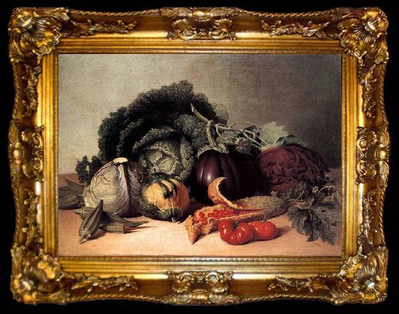 framed  James Peale Still Life: Balsam Apples and Vegetables, ta009-2